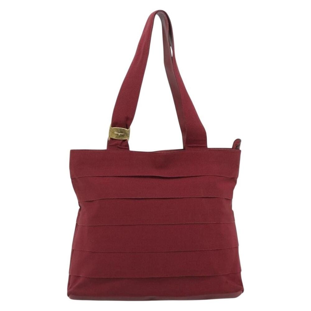 Salvatore Ferragamo Canvas Tote Bag Bordeaux Gold